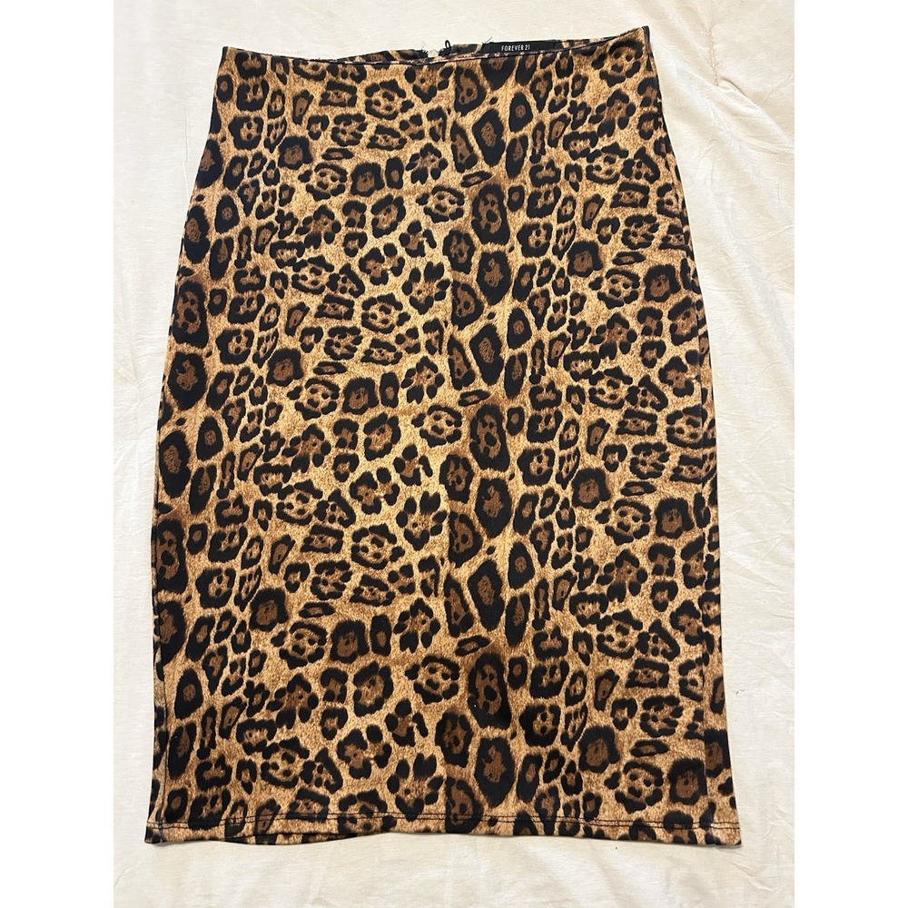 Y2K Forever21 Animal Print Skirt Size Small S Pencil Knee Length Trendy Work